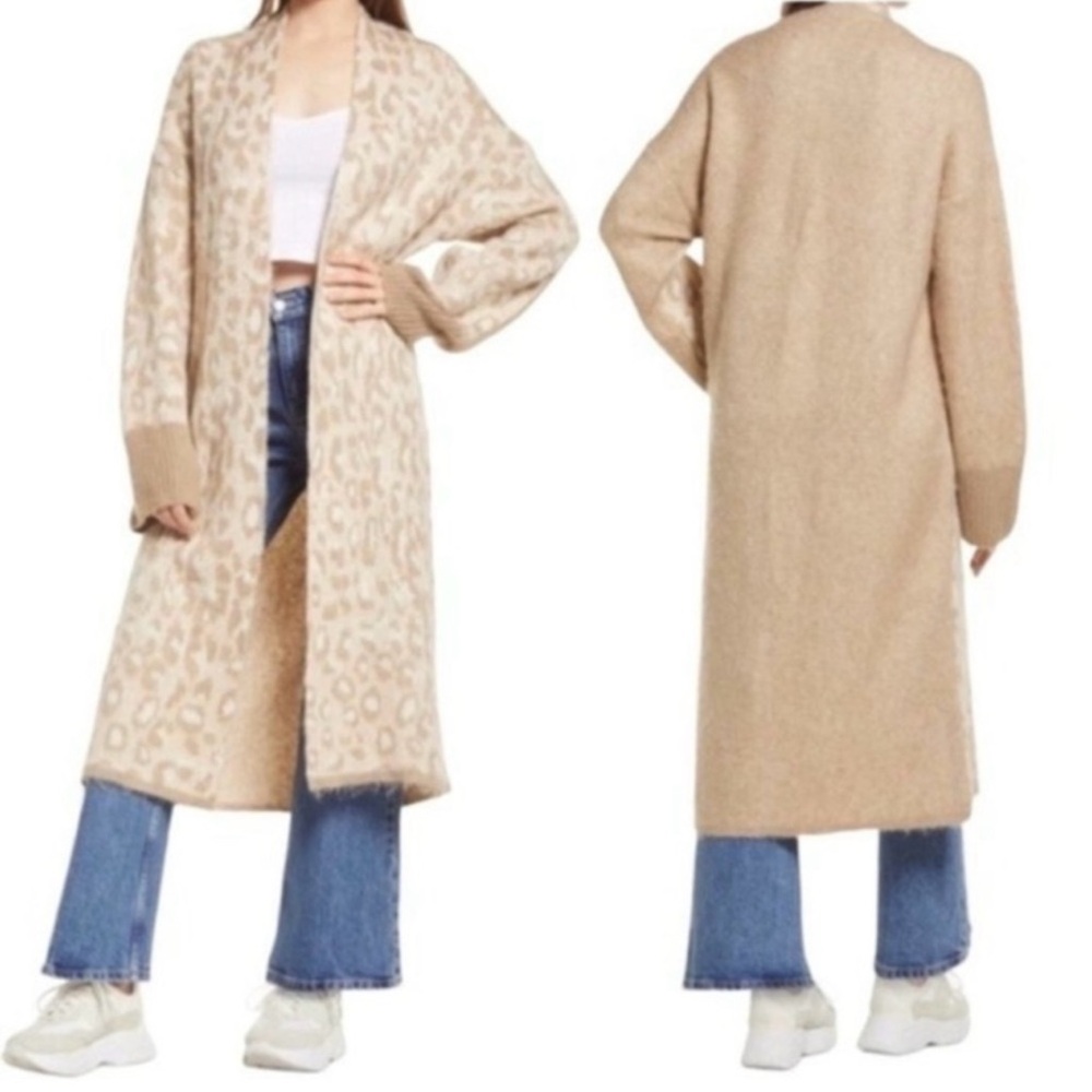 Like new long cheetah sweater duster